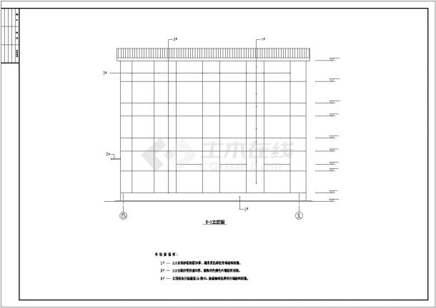 南昌市某工业区1200平米单层钢框架结构商场车间建筑设计CAD图纸-图二