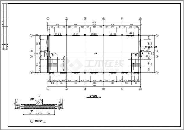 济南市某仪表厂740平米2层框架结构生产车间建筑设计CAD图纸-图一