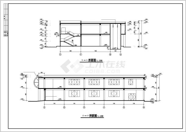 北京某印刷厂2000平米2层框架结构生产车间建筑设计CAD图纸-图二