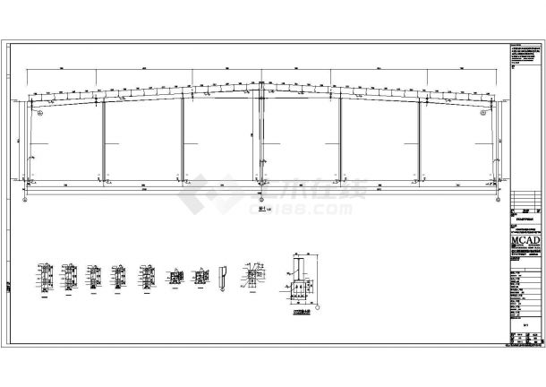 某地区单层钢结构厂房设计施工CAD图纸-图二