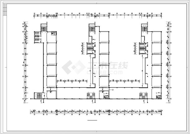 运城市海城路某高级中学4层框架结构教学楼全套建筑设计CAD图纸-图二