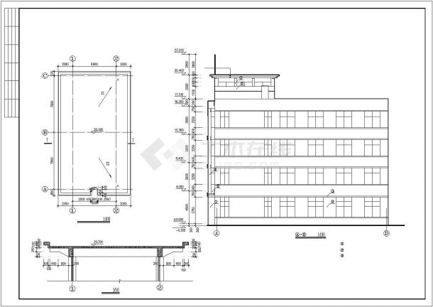 郑州某电子厂3840平米5层框架结构生产厂房建筑设计CAD图纸-图一