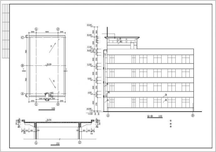 郑州某电子厂3840平米5层框架结构生产厂房建筑设计CAD图纸_图1