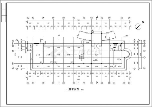 石家庄工厂两层办公楼底商私人住宅楼设计CAD详细建筑施工图-图一