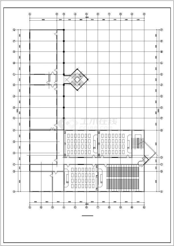 渭南市某职业学院3层砖混结构教学楼建筑设计CAD图纸-图一