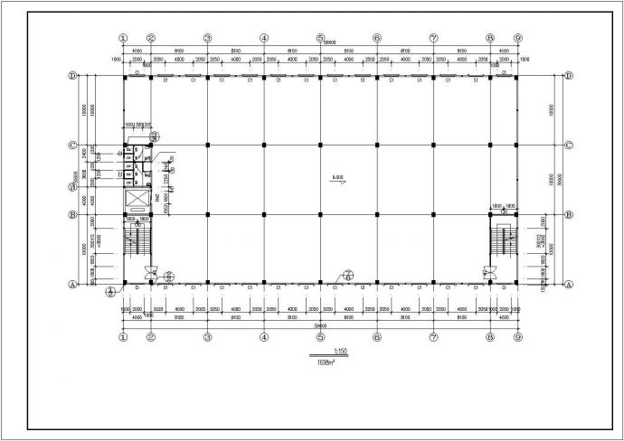 深圳某大型电子厂5300平米3层框架结构生产车间大楼建筑设计CAD图纸_图1