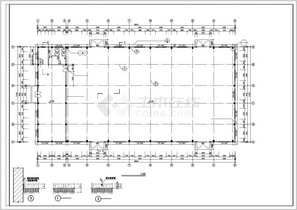 沈阳某钢铁厂1750平米2层框架结构组装车间建筑设计CAD图纸-图二