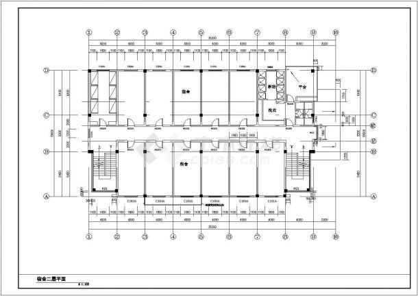 南方宿舍楼底商私人住宅楼设计CAD详细建筑施工图-图二