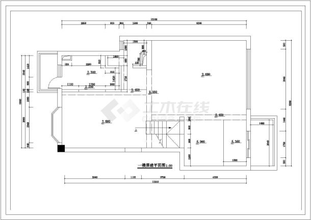 某市全套二层别墅室内装修cad平面施工图-图一