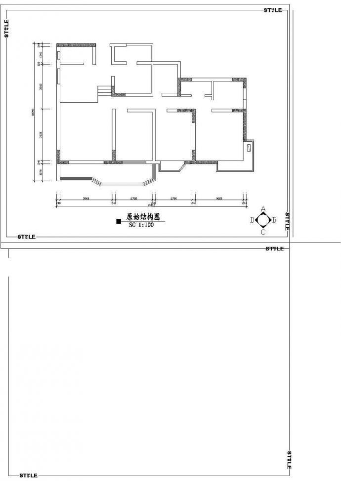 江苏省盐城市某小区设计装修三室家居室内装修cad施工方案图_图1