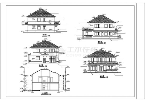 全套别墅CAD建筑施工图-图二