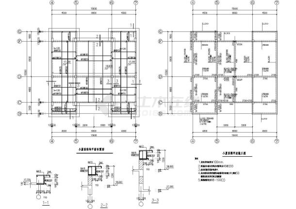 框架办公楼结构施工图CAD设计图图纸-图一