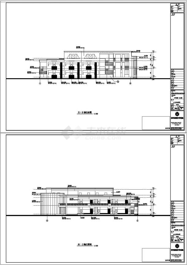 1702平方米三层中翠花园幼儿园建筑施工cad图，共十六张-图二