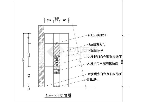 【常熟】某纺织厂3衣帽店全套装修施工设计cad图纸-图二