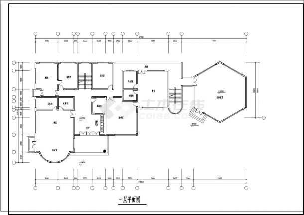 1685平方米三层幼儿园建筑施工cad图，共四张-图一