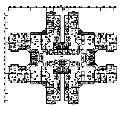 十四层住宅建筑设计cad图(含平立面图，共四张)-图一
