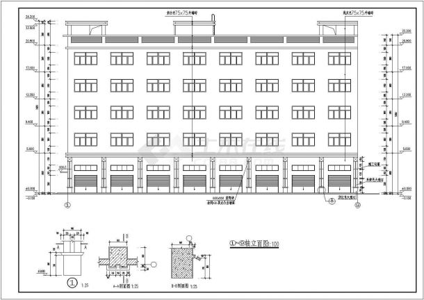 某五层框架结构工业厂房设计cad 全套建筑施工图（ 含设计说明）-图二
