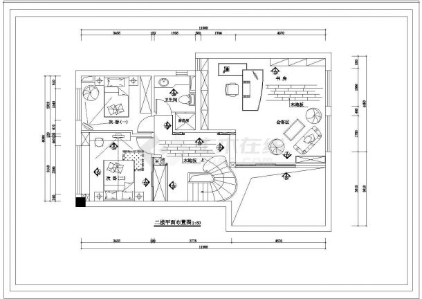 经典别墅整套CAD施工设计图纸-图二