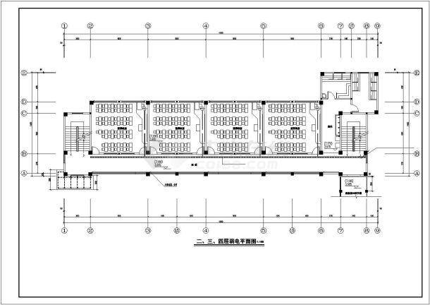 1865㎡四层学校教学楼强弱电施工图-图一