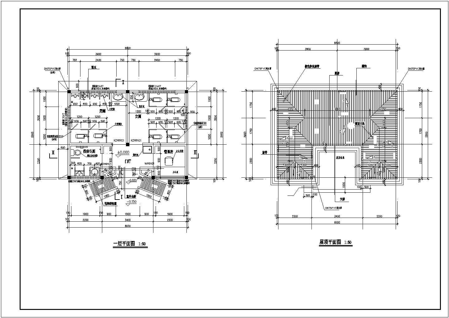 某公厕建筑CAD设计全套完整施工图