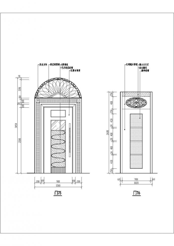 某建筑CAD常用千种图块之门施工设计图_图1