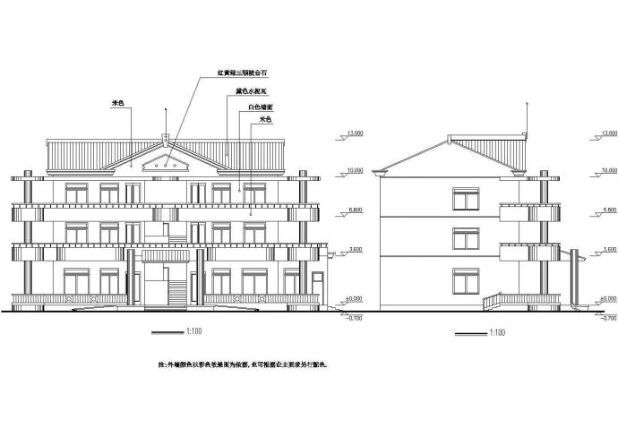 汉中市某村镇幼儿园800平米3层砖混结构教学楼建筑设计CAD图纸_图1