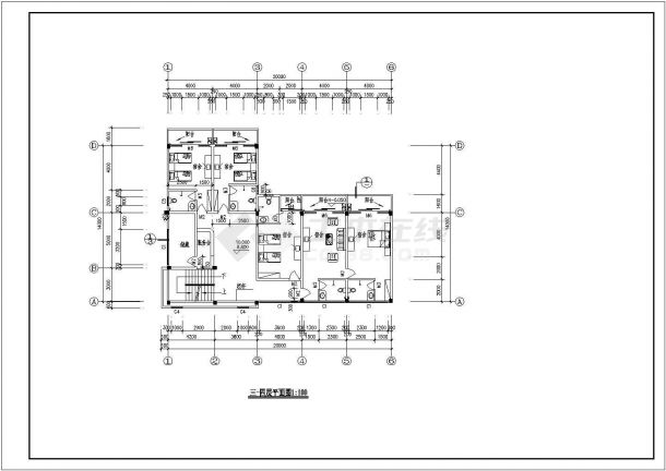 某宿舍餐厅CAD室内装修设计完整施工图-图二