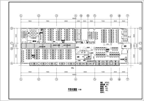 某网吧CAD设计完整构造装修平面图-图二