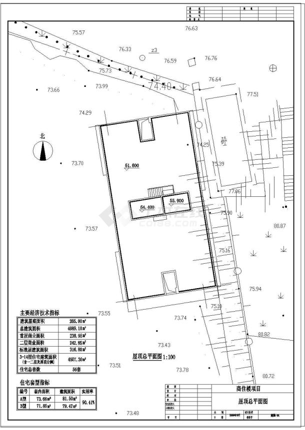 某十六层商铺和住宅出租楼建筑CAD图纸-图二