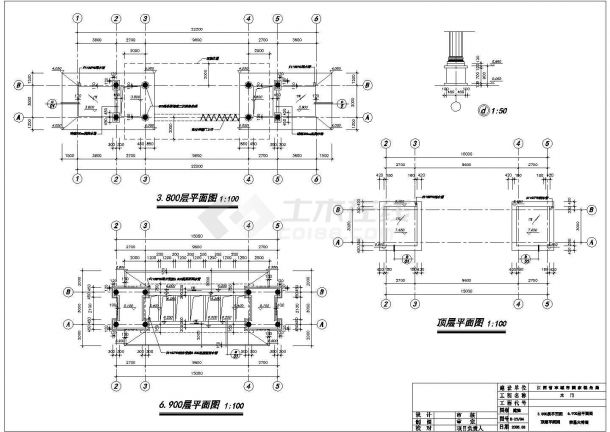某大门全套CAD建筑构造设计施工图-图二