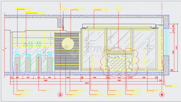  CAD structural construction design drawing of a reception room, restaurant and gym - Figure 1