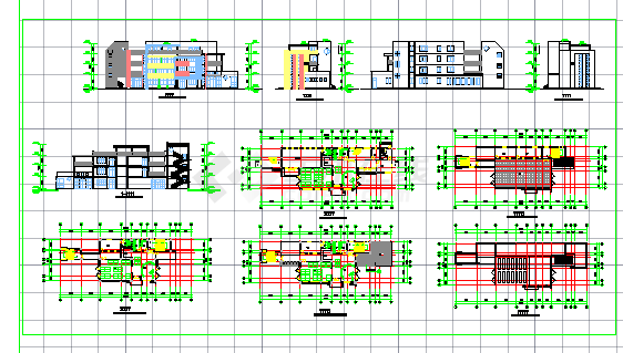 太平花海幼儿园二层教学楼设计方案cad图纸，共7张-图一