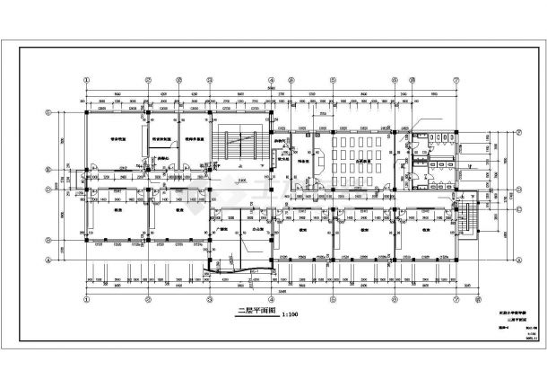 某小学四层框架结构教学楼（3786.78平方米）设计cad建筑施工图（含设计说明）-图二