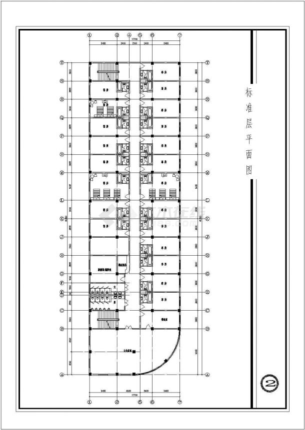 某高层框架结构欧式宾馆大楼建筑设计cad方案图【标注详细】-图一