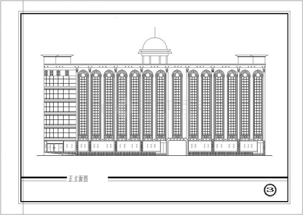 某高层框架结构欧式宾馆大楼建筑设计cad方案图【标注详细】-图二