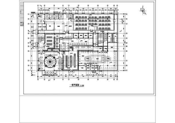 休闲中心水中央浴场建筑设计cad施工图纸-图二