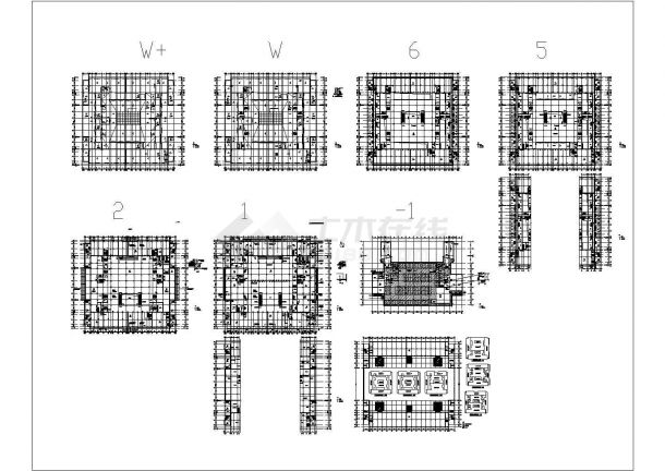 某大型超市平面CAD建筑构造设计图含各层平面-图一