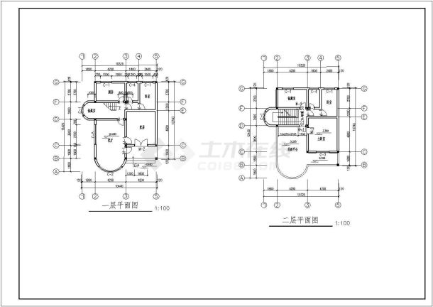 两层砖混结构住宅建筑设计cad图，含效果图-图一