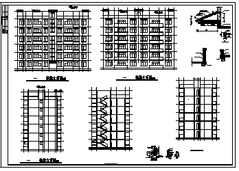 六层砖混砌体结构住宅楼建筑施工cad图，共三张-图二