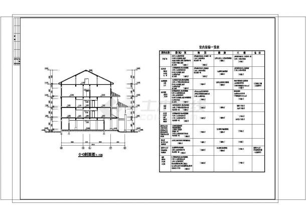 某四层砖混结合框架结构星级高档宾馆商务中心楼设计cad全套建筑施工图（含设计说明，含结构设计）-图二