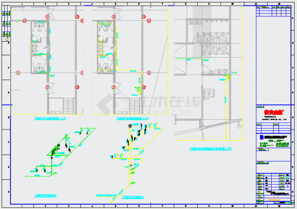 某建德小区3期厂房二层卫生间CAD水设计详图-图一