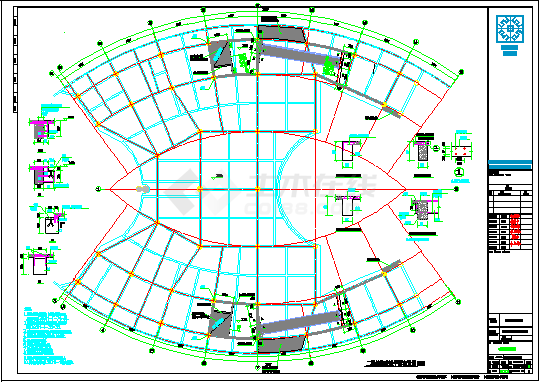 多层椭圆形展示馆改建全套施工图-图二