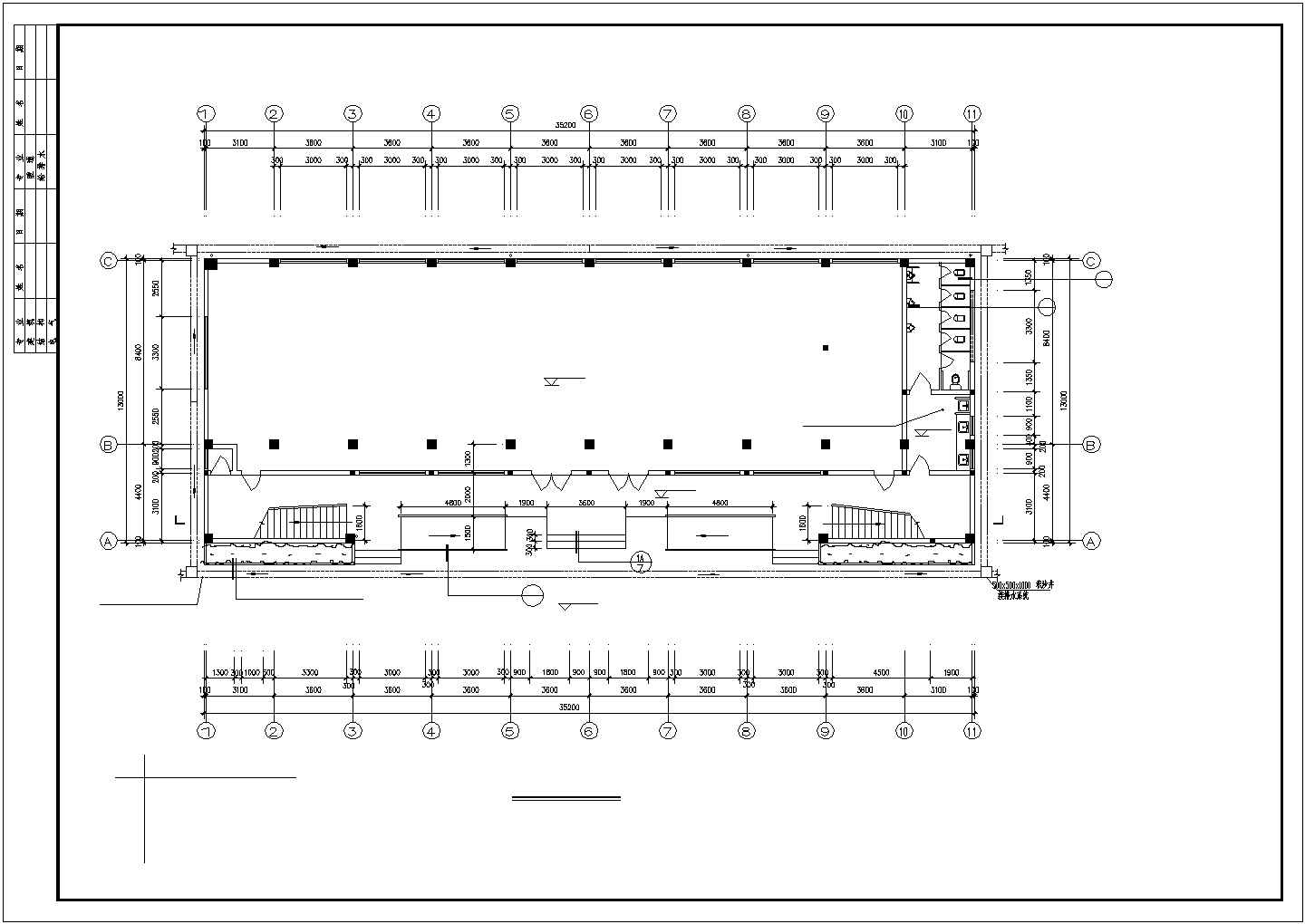 大堡小学2095.8平方米5层框架结构教学楼设计cad全套施工图（含设计说明）