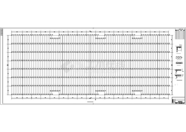 宁波某工业区三层框架门式钢架结构厂房结构设计CAD图纸（65米三连跨）-图二