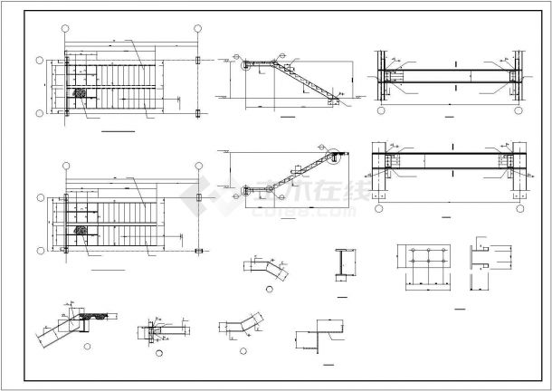 某工业区二层车间钢结构厂房建筑CAD图纸-图二