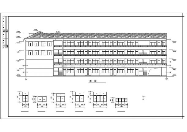 某2570平方米来安县四层砖混结构中学教学楼建筑结构CAD方案图-图一