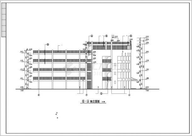 成都市某大学3300平米五层框架结构图书馆建筑设计CAD图纸-图二