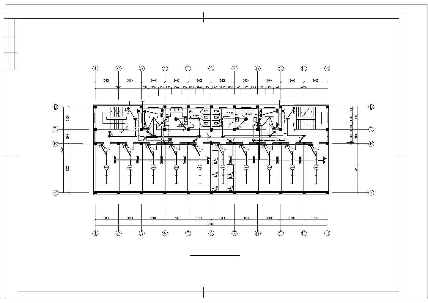 某三层中学教学楼强电设计施工CAD图