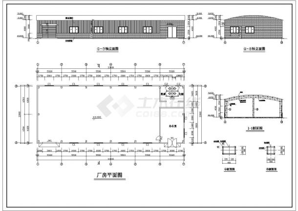某一层钢构厂房设计cad建筑方案图纸-图二