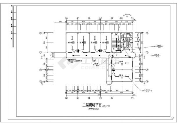 宁波市三层学校教学楼电气施工CAD图纸-图一